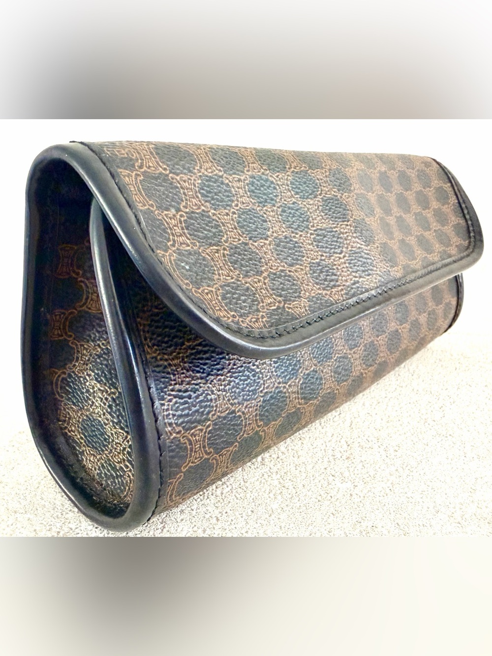 CELINE Vintage Macadam Triomphe Monogram Clutch Pouch 8”x4”x2” EUC